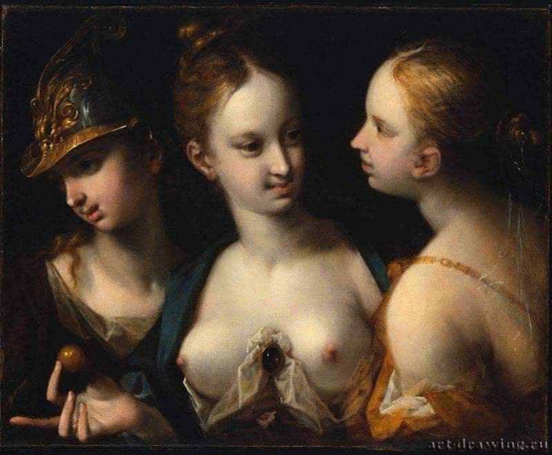 Афина, Венера и Юнона. 1593 - Холст, масло Маньеризм США Бостон. Музей изобразительных искусств