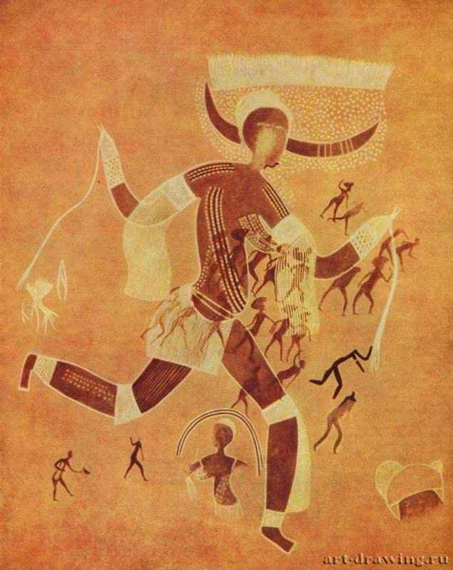 "Белая дама" из Ахарета. 4000 * до н.э. - 140 x 100 смНаскальная живописьАфрикаСахара