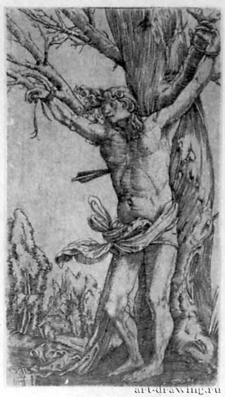 Святой Себастьян. 1511-1512 - 86 х 47 мм. Резцовая гравюра на меди. Берлин. Гравюрный кабинет. Германия.