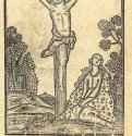 Христос на кресте. 18 век - 244 х 175 мм. Раскрашенная ксилография. Копенгаген. Собрание В. Э. Клаусена. Швеция.
