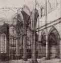 Внутренний вид церкви. 1520 - 185 x 201 мм. Перо черным тоном, отмывка серым тоном, на бумаге, разметка на квадраты. Берлин. Гравюрный кабинет. Германия.