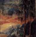 Пейзаж на заходе солнце. 1522 - 202 x 133 мм. Гуашь поверх рисунка пером коричневым тоном, на белой бумаге. Эрланген. Библиотека университета. Германия.