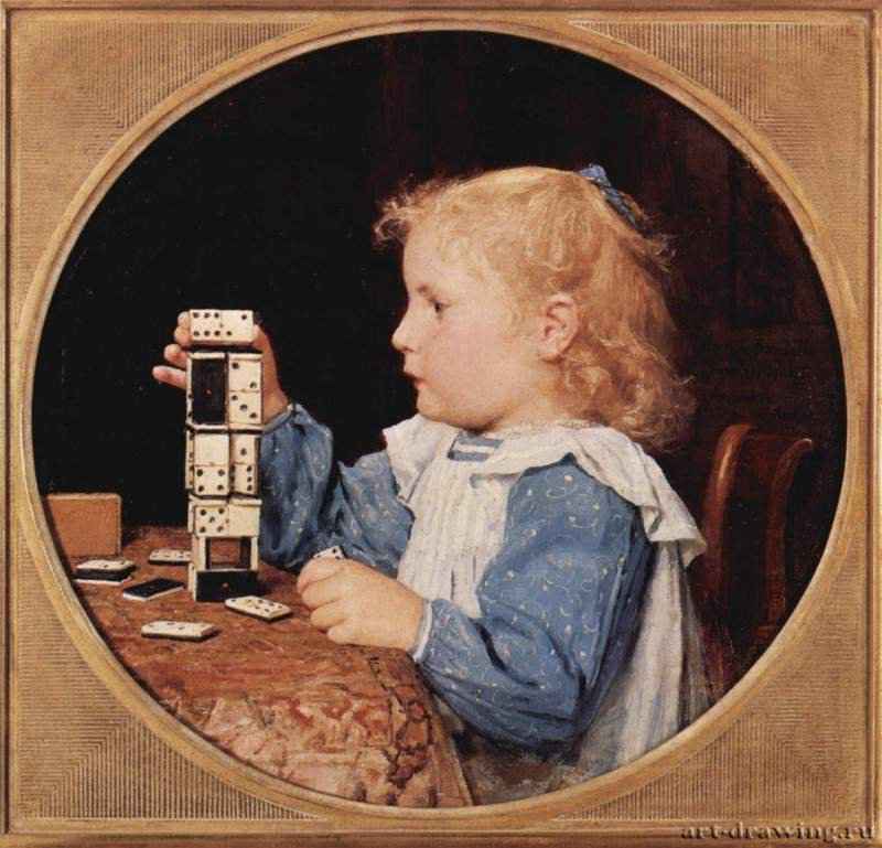 Девочка с домино. 1850-1900 - Girl with dominoes. 1850-1900
Диаметр 37 смДерево, маслоРеализмШвейцарияЦюрих. Частное собраниеТондо