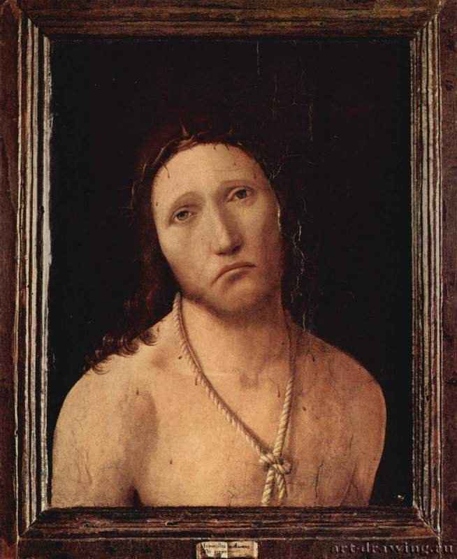 Ecce Homo (Се человек). 1474 - Ecce Homo (Behold the man). 1474
39,7 x 32,7 смДерево, маслоВозрождениеИталияГенуя. Галерея Спинола