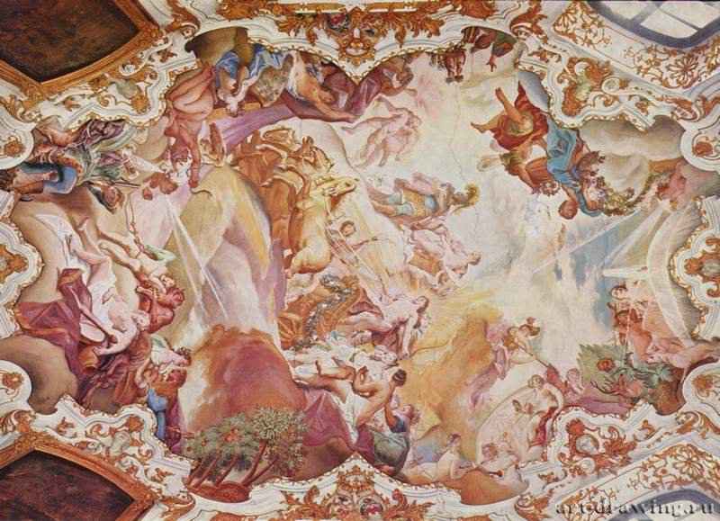 Триумф Апполона. 1730 - Фреска. Рококо. Германия. Альтеглофсхайм (под Регенсбургом). Замок.