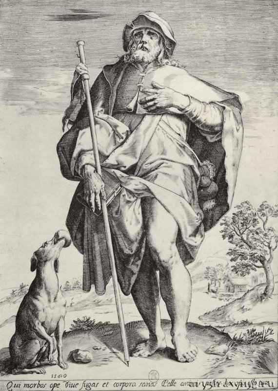 Святой Рох. 1580 - 352 х 247 мм. Резцовая гравюра на меди. Париж. Национальная библиотека, Кабинет эстампов. Италия.