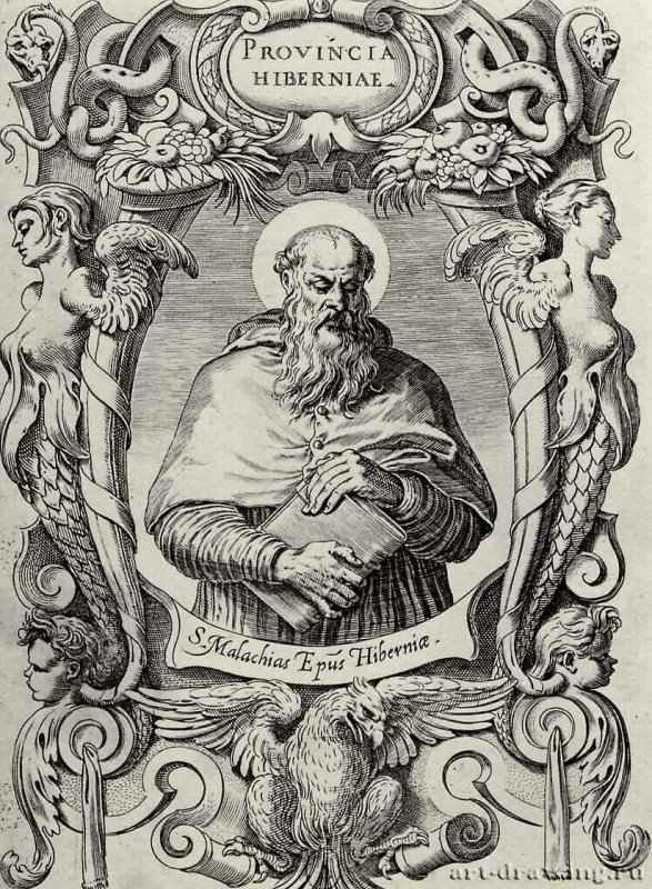 Святой Малахия. 1584-1586 - 239 х 169 мм. Резцовая гравюра на меди. Париж. Национальная библиотека, Кабинет эстампов. Италия.