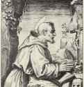 Святой Франциск, молящийся перед Распятием. 1583 - 122 х 92 мм. Резцовая гравюра на меди. Лондон. Британский музей, Отдел гравюры и рисунка. Италия.