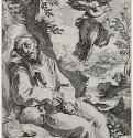 Святой Франциск и музицирующий ангел. 1595 - 308 х 342 мм. Резцовая гравюра на меди. Вашингтон. Национальная галерея. Италия.