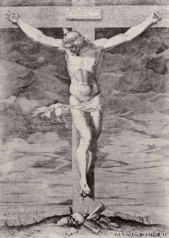 Христос на кресте. 1581 - 492 х 347 мм. Резцовая гравюра на меди. Вена. Собрание графики Альбертина. Италия.