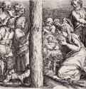 Поклонение пастухов. 1606 - 105 х 131 мм. Офорт с резцом. Лондон. Британский музей, Отдел гравюры и рисунка. Италия.