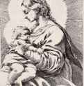 Дева Мария-млекопитательница. 1592 - 153 х 119 мм. Офорт. Лондон. Британский музей, Отдел гравюры и рисунка. Италия.