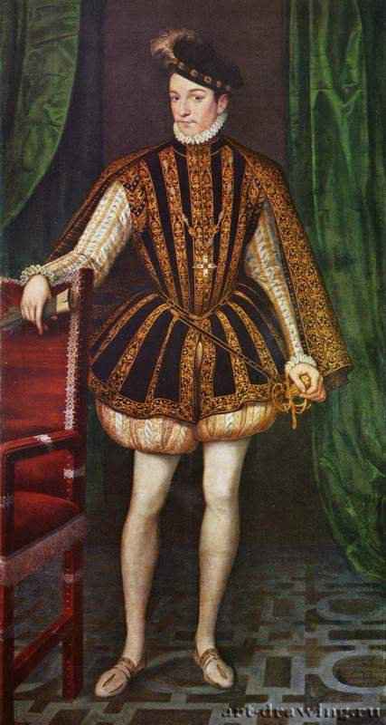 Франсуа Клуэ: Портрет короля Франции Карла IX - 1560 222 x 115 см Холст, масло Возрождение Франция Вена. Художественно-исторический музей