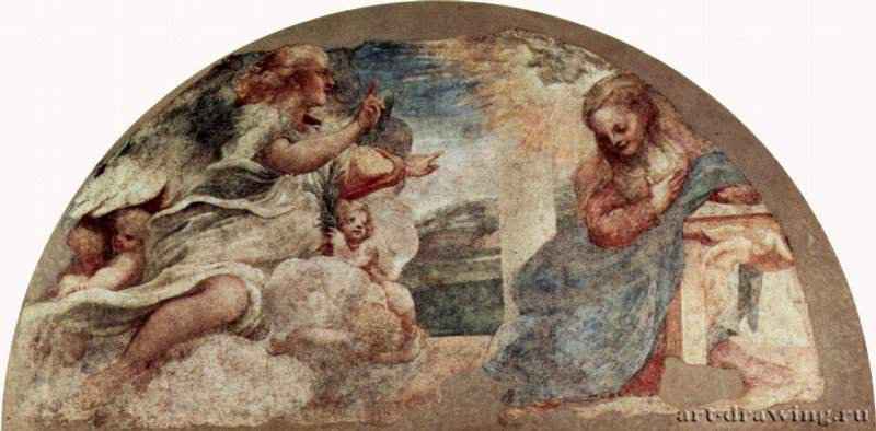 Благовещение, фрагмент - 1524-1526ФрескаВозрождениеИталияПарма. Национальная галереяИз Кьеза парди делла Аннунциата (в 1546 разрушена)