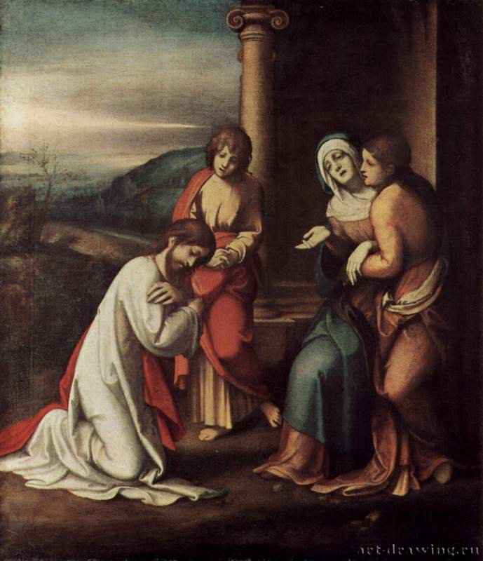 Прощание Христа с матерью, Марфой и Марией - 1517-151887 x 77 смХолст, маслоВозрождениеИталияЛондон. Национальная галерея