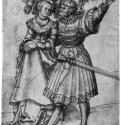 Рыцарь и дама. 1509-1510 - 185 х 132 мм. Перо коричневым тоном, отмывка серым тоном, на бумаге. Штутгарт. Государственная галерея, Собрание графики. Германия.