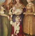 Алтарь св. Екатерины, левая створка, святые Доротея, Агнесса и Кунигунда - 1506124 x 67 смДерево, маслоВозрождениеГерманияДрезден. Картинная галерея