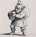 Серия "Гобби" (Горбуны), Горбун, играющий на волынке. 1622 - 62 х 87 мм. Офорт. Париж. Национальная библиотека, Кабинет эстампов. Франция.