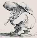 Серия "Гобби" (Горбуны), Горбун, играющий на дудке. 1622 - 62 х 87 мм. Офорт. Париж. Национальная библиотека, Кабинет эстампов. Франция.