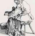 Серия "Нищие", Старуха с кошкой. 1622-1623 - 137 х 86 мм. Офорт. Париж. Национальная библиотека, Кабинет эстампов. Франция.