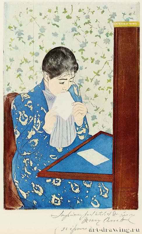 Письмо, 1891 г. - Гравюра сухой иглой, мягкий лак с акватинтой, цветная печать; 406 х 292 мм. Вашингтон. Библиотека конгресса США. США, Франция.