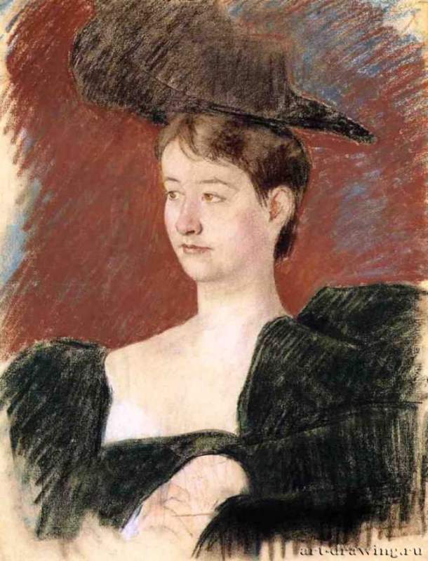 Портрет молодой женщины в зеленом, 1898 г. - Бумага, пастель, карандаш; 60,33 x 46,99 см. Частное собрание. Франция, США.