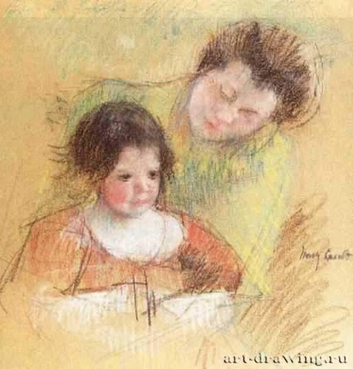 Рейн, склонившаяся над плечом Марго, 1902 г. - Бумага, пастель. Частное собрание. Франция, США.