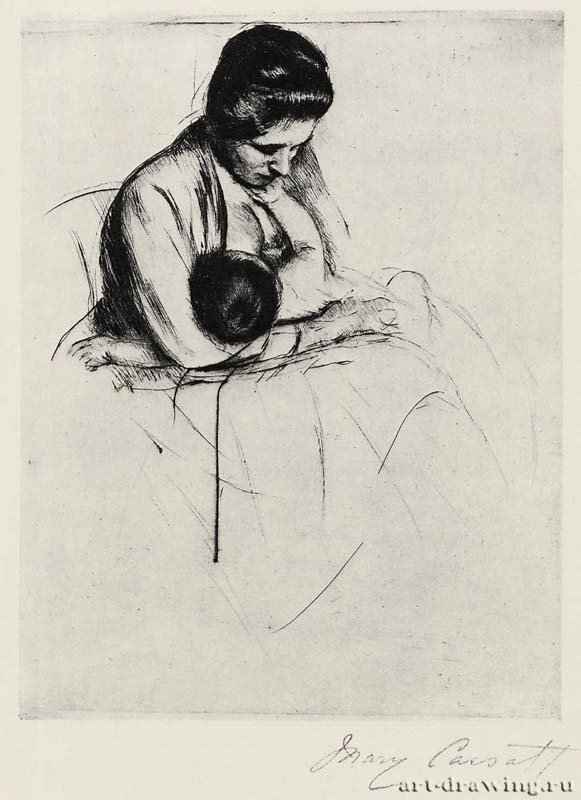 Мать, баюкающая дитя, 1899 г. - Офорт и гравюра сухой иглой; 190 х 143 мм. Частное собрание. США, Франция.