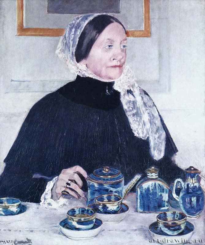 Дама за чайным столом, 1885 г. - Холст, масло; 74 x 61 см. Импрессионизм. США. Нью-Йорк. Музей Метрополитен.