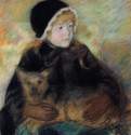 Эллен Кессет с большой собакой, 1880 г. - Пастель, бумага на картоне. Частное собрание. Франция, США.