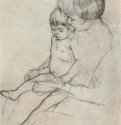 Мать и дитя. Вторая половина 19 века. - Карандаш на бумаге; 212 х 155 мм. Провиденс (штат Род-Айленд). Колледж оформительского искусства штата. Род-Айленд, музей. США, Франция.