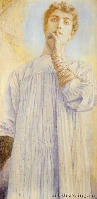 Молчание, 1890 г. - Пастель, цветные карандаши, холст; 87,8 x 44,3 см. Бельгийские королевские музеи. Брюссель. Бельгия.