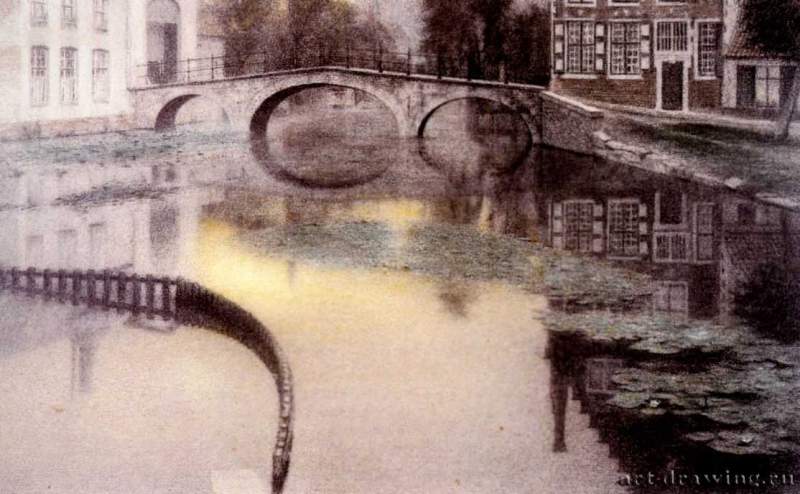 Воспоминание о Брюгге. Вход в бегинаж, 1904 г. - Пастель, бумага; 27 x 43,5 см. Собрание семьи Хирн. Нью-Йорк. Бельгия.
