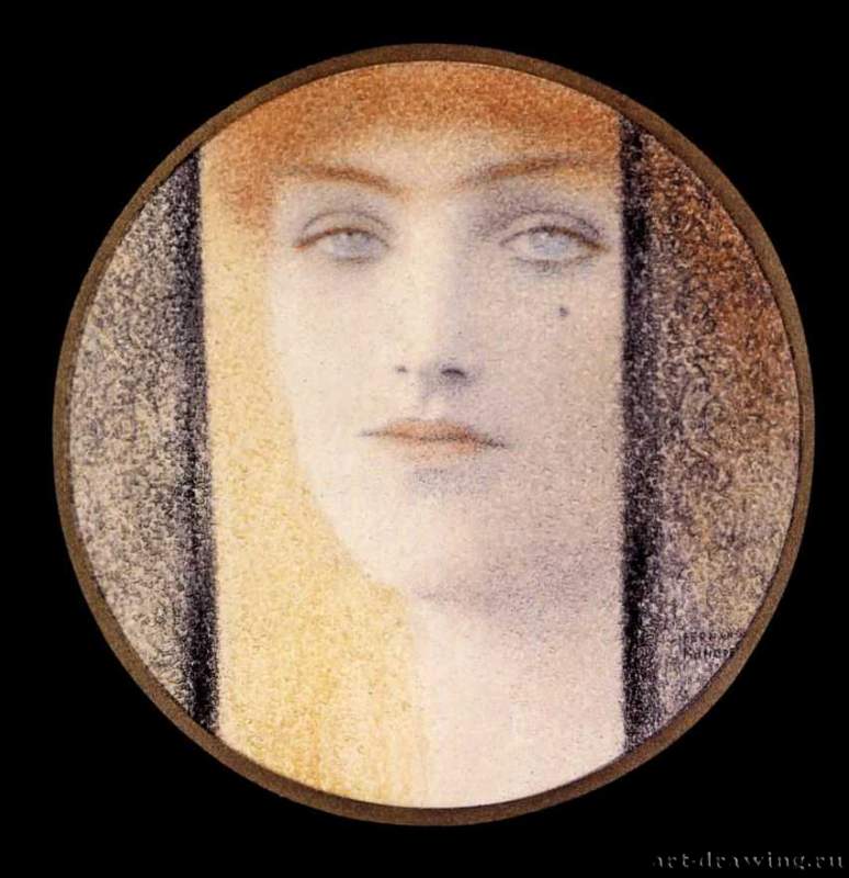 Маска или Чёрный занавес, 1909 г. - Пастель, бумага; Диаметр 15,5. Частное собрание. Бельгия.