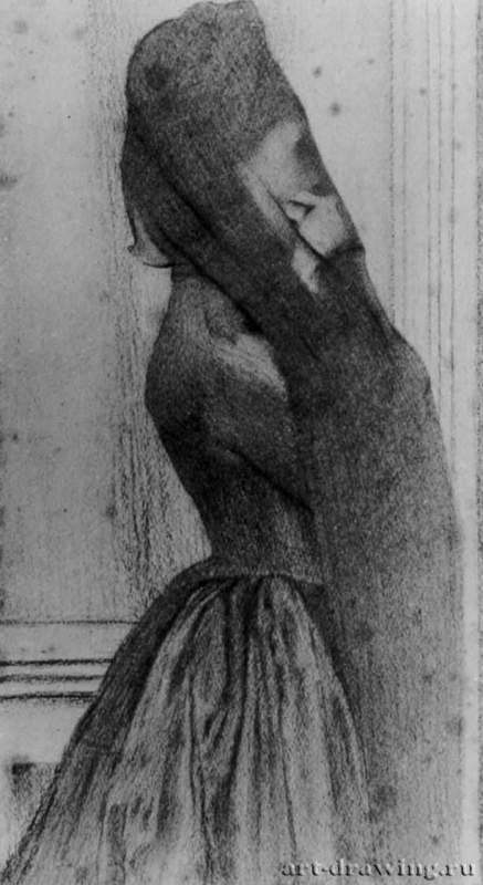 Вуаль, 1890 г. - Уголь на бумаге; 400 х 216 мм. Париж. Частное собрание.
