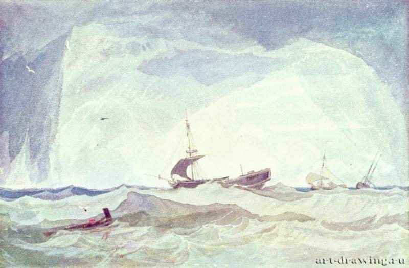 Бриг, потерявший мачты - 1823 *19,5 x 30,5 смАкварельРомантизмВеликобританияЛондон. Британский музей