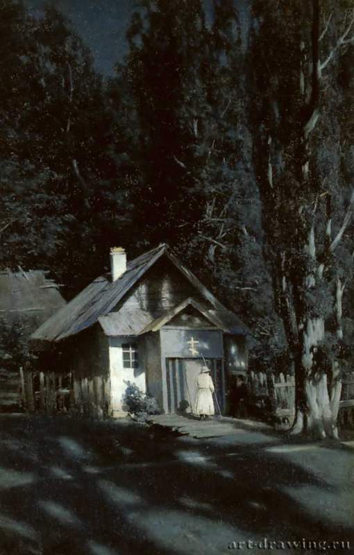 Скит в лунную ночь, 1898 г. - Холст, масло; 106 х 69,6 см. Государственная Третьяковская галерея. Москва. Россия.