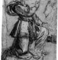 Этюды коленопреклоненного ангела. 1600-1625 - 240 х 160 мм Черный и белый мел, на коричневатой бумаге Флоренция Библиотека Маручеллиана Италия