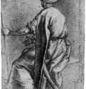 Фигура сидящего в тюрбане, со спины. 1622 - 400 х 250 мм Сангина и белый мел, на голубой бумаге Рим Национальный кабинет гравюр Италия