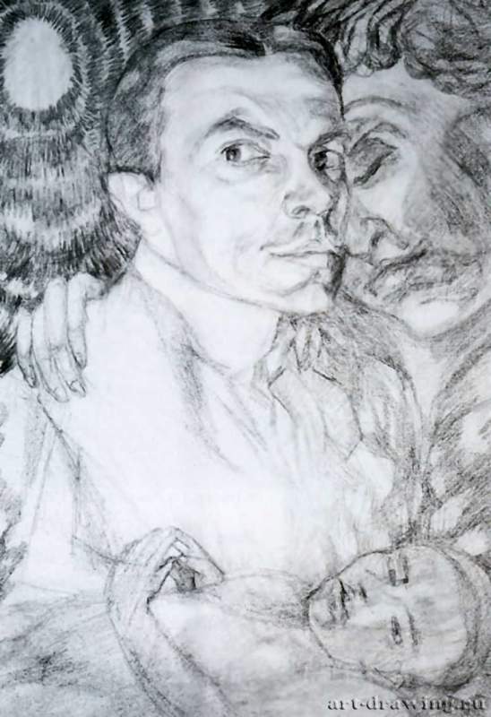 Кузнецов Павел Варфоломеевич — Автопортрет с музой, 1906 г.