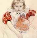 Девочка с куклой, 1897 г. - Акварель. Частное собрание. Швеция.