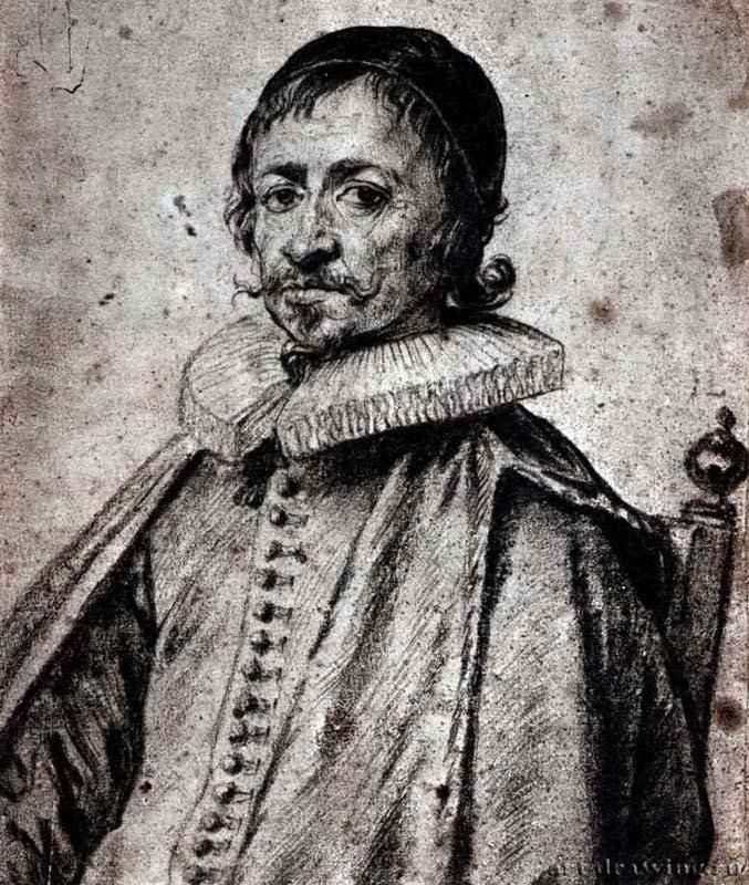 Портрет Каспара Стрезо. 1643-1650 - Черный мел на бумаге 232 x 193 мм Нидерландский институт Париж