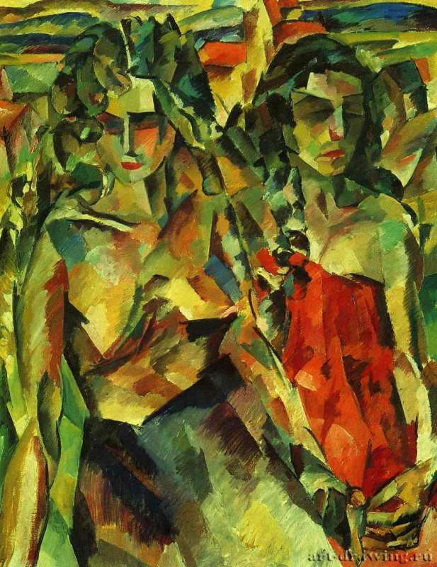 Две женщины, 1919 г. - Холст, масло; 110,5 х 87,5 см. Калужский художественный музей. Калуга. Россия.