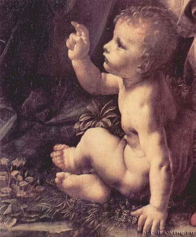 Мадонна в скалах. Мария с младенцем Иисусом, младенцем Иоанном Крестителем и ангелом. - 1483-1486198 x 123 смХолстВозрождениеИталияПариж. Лувр