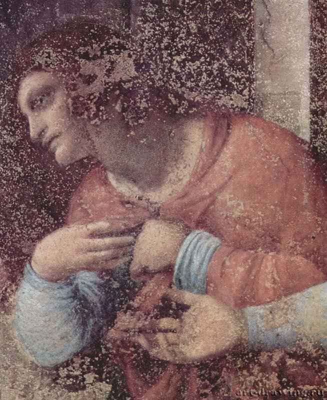 Тайная вечеря. Фрагмент - 1495-1497Фреска (масляная темпера)ВозрождениеИталияМилан. Трапезная монастыря Санта Мария делле Грацие