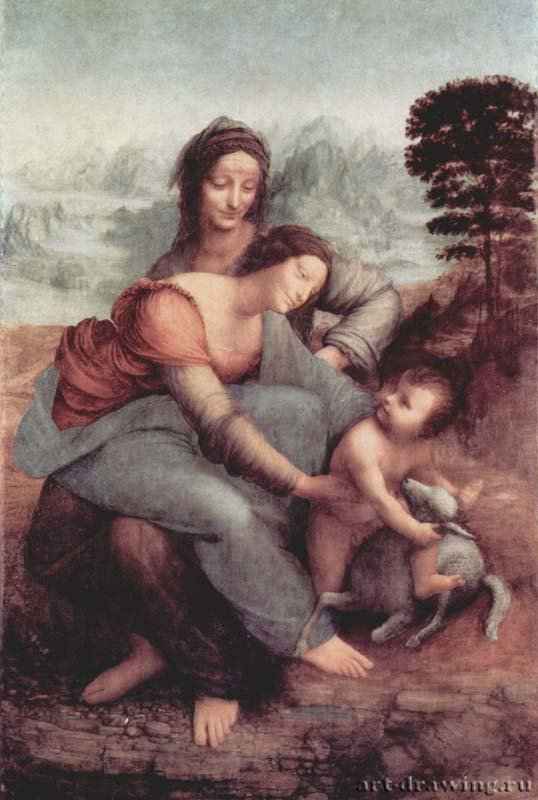 Анна, Мария и младенец Иисус - 1510168 x 112 смДерево, маслоВозрождениеИталияПариж. Лувр