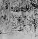 Поклонение волхвов. 1481 - 279 х 210 мм. Перо на бумаге. Париж. Лувр, Кабинет рисунков.