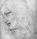 Апостол Филипп, этюд к "Тайной вечере". 1495-1496 - 157 х 191 мм. Черный мел на бумаге. Виндзорский замок. Королевская библиотека.