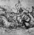 Нептун. 1504 - 251 х 392 мм. Черный мел на бумаге. Виндзорский замок. Королевская библиотека.