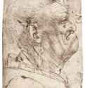 Мужская карикатура. 1508-1513 - 128 х 102 мм. Перо коричневым тоном, на бумаге. Милан. Библиотека Амброзиана.